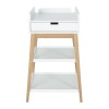 Verzorgingstafel met houten poten en lade  - Luiertafel hip met lade - wit/naturel
